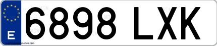Ejemplo de matrícula española 6898 LXK