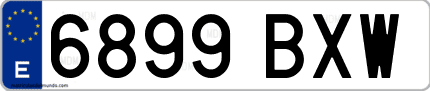 Ejemplo de matrícula de coche ordinaria 6899 BXW