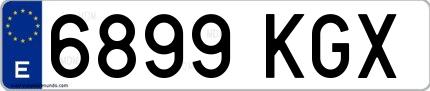 Ejemplo de matrícula española 6899 KGX