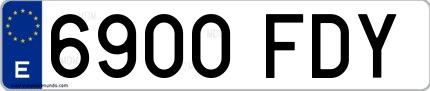 Ejemplo de matrícula española 6900 FDY