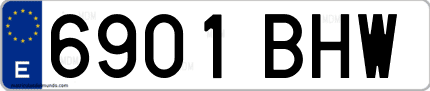 Ejemplo de matrícula de coche ordinaria 6901 BHW