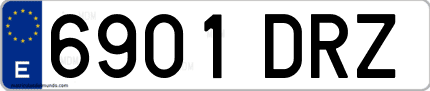 Ejemplo de matrícula de coche ordinaria 6901 DRZ