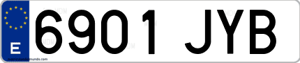Ejemplo de matrícula de coche ordinaria 6901 JYB