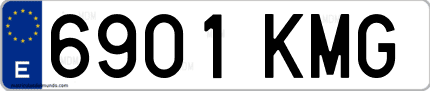 Ejemplo de matrícula de coche ordinaria 6901 KMG