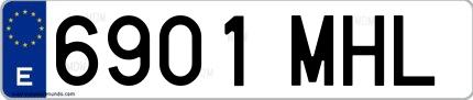 Ejemplo de matrícula española 6901 MHL