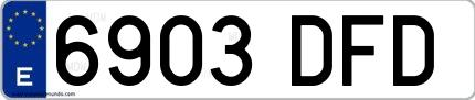 Ejemplo de matrícula española 6903 DFD