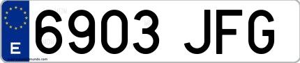 Ejemplo de matrícula española 6903 JFG