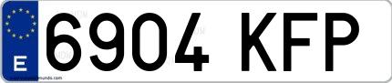 Ejemplo de matrícula española 6904 KFP