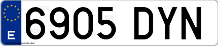 Ejemplo de matrícula de coche ordinaria 6905 DYN