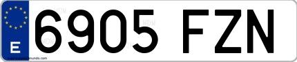 Ejemplo de matrícula española 6905 FZN