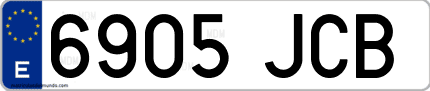 Ejemplo de matrícula de coche ordinaria 6905 JCB