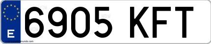 Ejemplo de matrícula española 6905 KFT