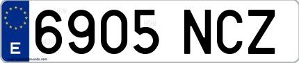 Ejemplo de matrícula española 6905 NCZ