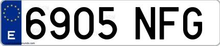Ejemplo de matrícula española 6905 NFG