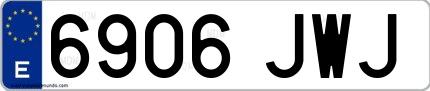 Ejemplo de matrícula española 6906 JWJ