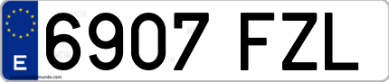 Ejemplo de matrícula de coche ordinaria 6907 FZL
