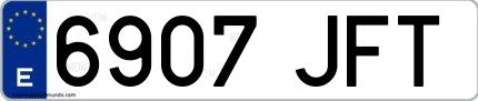 Ejemplo de matrícula española 6907 JFT