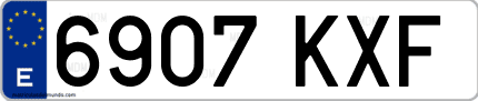 Ejemplo de matrícula de coche ordinaria 6907 KXF