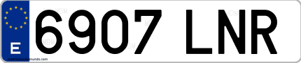 Ejemplo de matrícula de coche ordinaria 6907 LNR