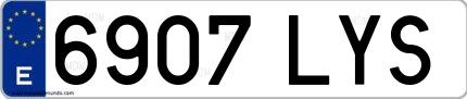 Ejemplo de matrícula española 6907 LYS