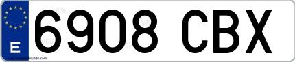 Ejemplo de matrícula española 6908 CBX