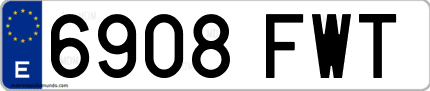 Ejemplo de matrícula de coche ordinaria 6908 FWT