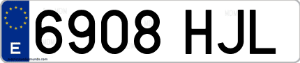 Ejemplo de matrícula de coche ordinaria 6908 HJL