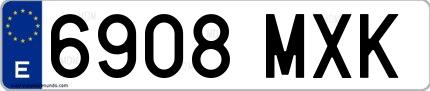 Ejemplo de matrícula española 6908 MXK