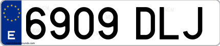 Ejemplo de matrícula de coche ordinaria 6909 DLJ