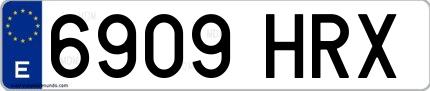 Ejemplo de matrícula española 6909 HRX