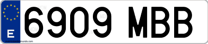 Ejemplo de matrícula de coche ordinaria 6909 MBB