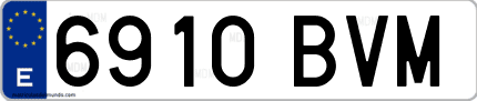 Ejemplo de matrícula de coche ordinaria 6910 BVM