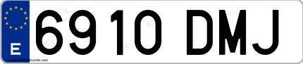 Ejemplo de matrícula de coche ordinaria 6910 DMJ
