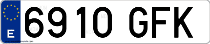 Ejemplo de matrícula de coche ordinaria 6910 GFK