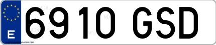 Ejemplo de matrícula española 6910 GSD