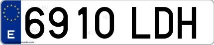 Ejemplo de matrícula española 6910 LDH