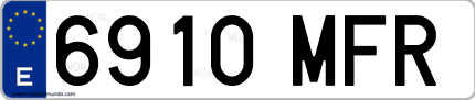 Ejemplo de matrícula de coche ordinaria 6910 MFR