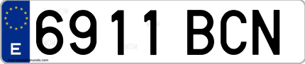 Ejemplo de matrícula de coche ordinaria 6911 BCN