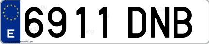Ejemplo de matrícula española 6911 DNB