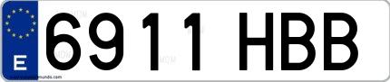 Ejemplo de matrícula española 6911 HBB