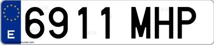 Ejemplo de matrícula española 6911 MHP