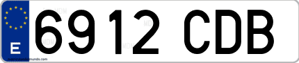 Ejemplo de matrícula de coche ordinaria 6912 CDB