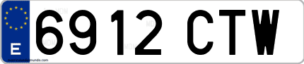 Ejemplo de matrícula de coche ordinaria 6912 CTW