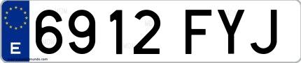 Ejemplo de matrícula española 6912 FYJ