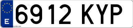 Ejemplo de matrícula de coche ordinaria 6912 KYP