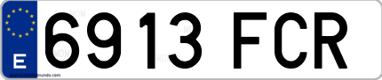 Ejemplo de matrícula de coche ordinaria 6913 FCR