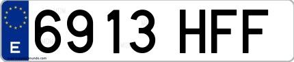 Ejemplo de matrícula española 6913 HFF