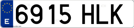 Ejemplo de matrícula de coche ordinaria 6915 HLK