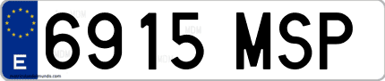 Ejemplo de matrícula de coche ordinaria 6915 MSP