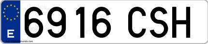 Ejemplo de matrícula de coche ordinaria 6916 CSH
